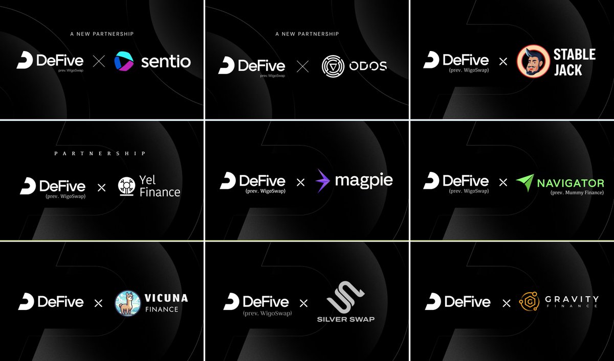 sheizareh's tweet photo. π #DeFive x top partners = #DeFi power:
π $SNT #Analytics
π $ODOS #Efficiency
π€ $STJ #Stablecoins
π± $YEL #YieldGrowth
ποΈ $MGP #Governance
βοΈ $NAV #SmartTrades
π¦ $VINA #LiquidityBoost
π‘οΈ $SSW #SecureScaling
π $GFI #DynamicAssets
#DeFive = ππ₯! https://t.co/9dU35F1N86