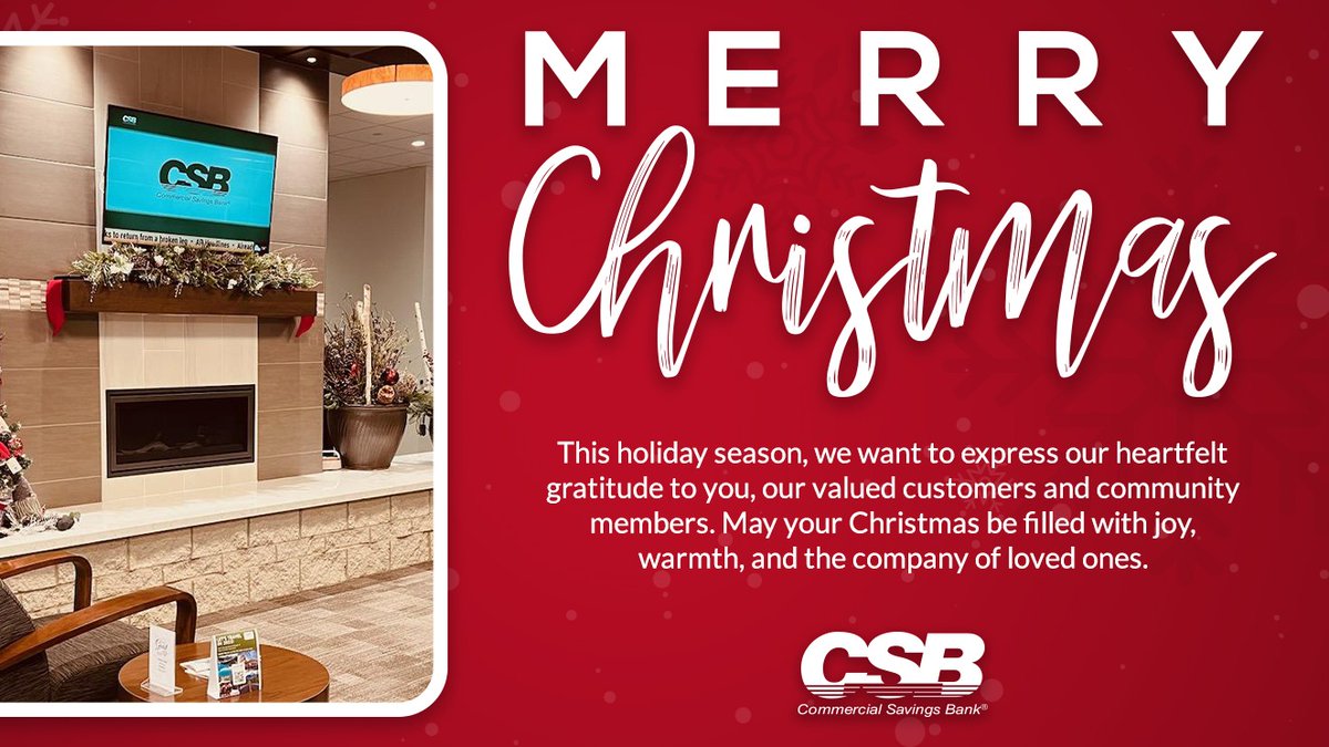 CSB_Carroll's tweet photo. Wishing you a joyful holiday season! Merry Christmas from all of us at CSB! 🎄✨ https://t.co/qSIvRysFs4