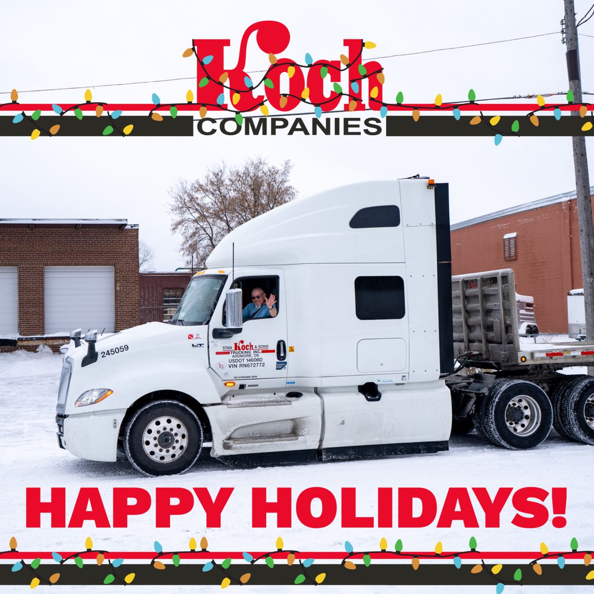 Happy Holidays from our Koch family to yours! 🎁 🚚 #trucking #trucks #truck #truckdriver #trucker #logistics #trucklife #truckinglife #transport #trucknation #bigrig #truckdaily #truckdrivers #truckin #truckingindustry