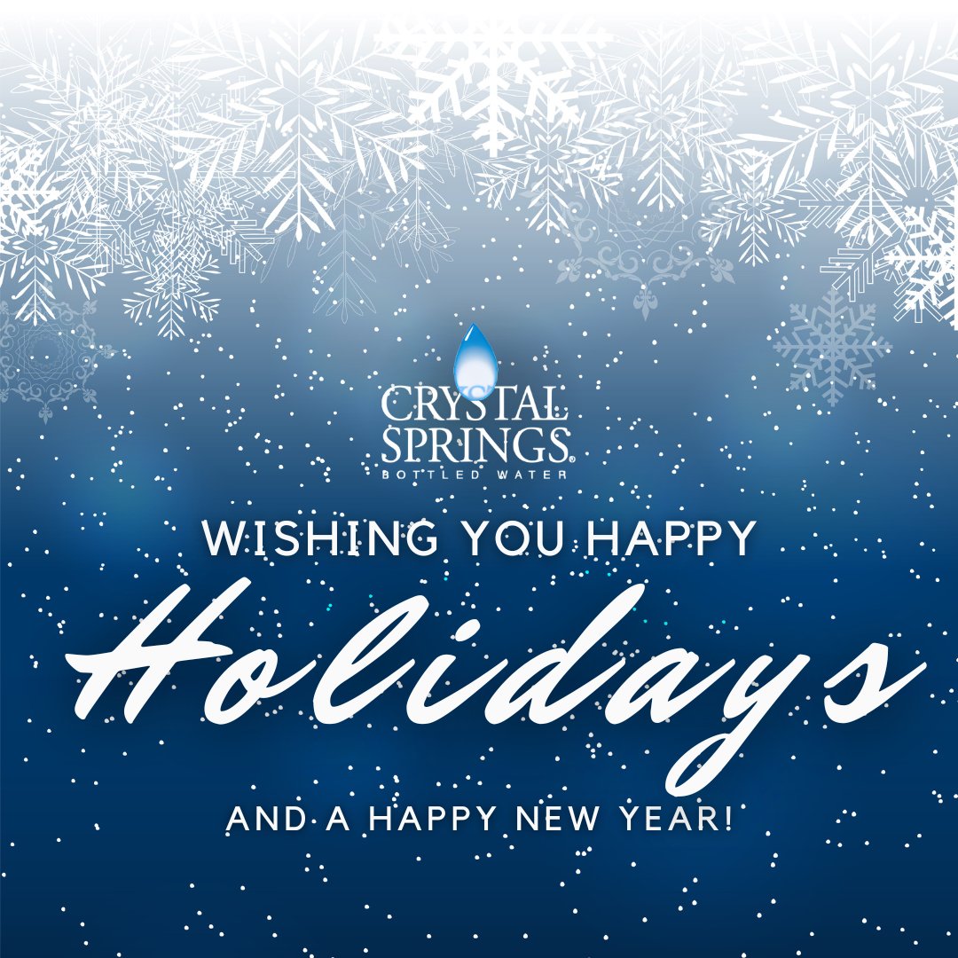 h2oitsthatgood's tweet photo. Happy Holidays and a Happy New Year from Crystal Springs! 🎄🎇 Wishing you a restful holiday season, and we can’t wait to see you in the New Year! 🎉 https://t.co/0EpHKCKsVA