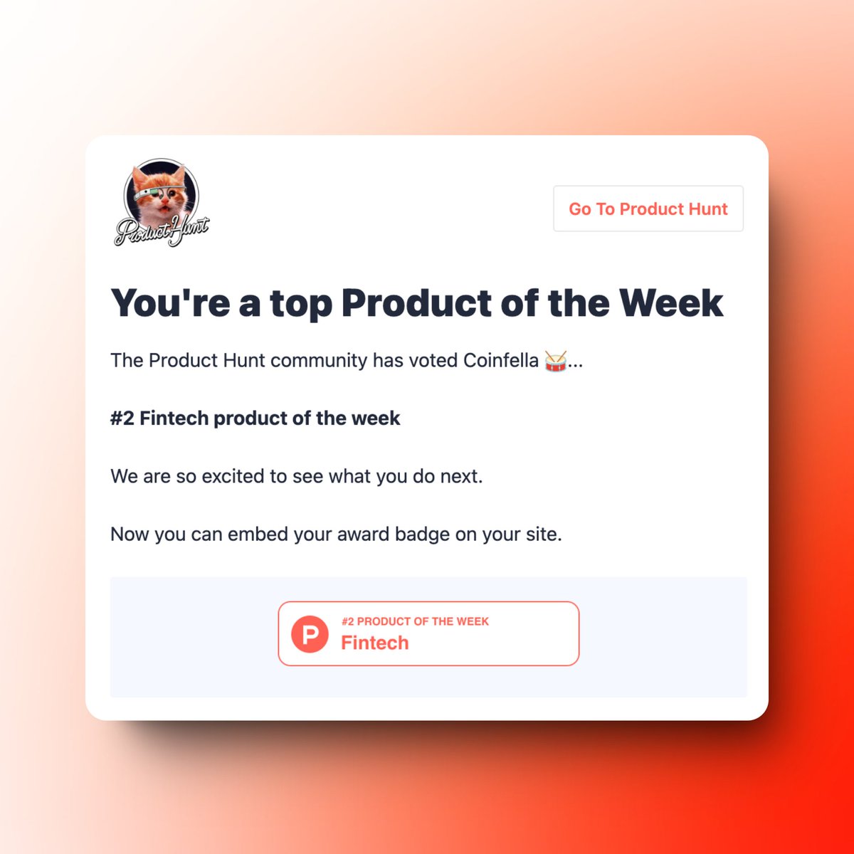 Delivering the gifts on time! Thank you <a href="/ProductHunt/">Product Hunt 😸</a> and thank YOU! 🎅