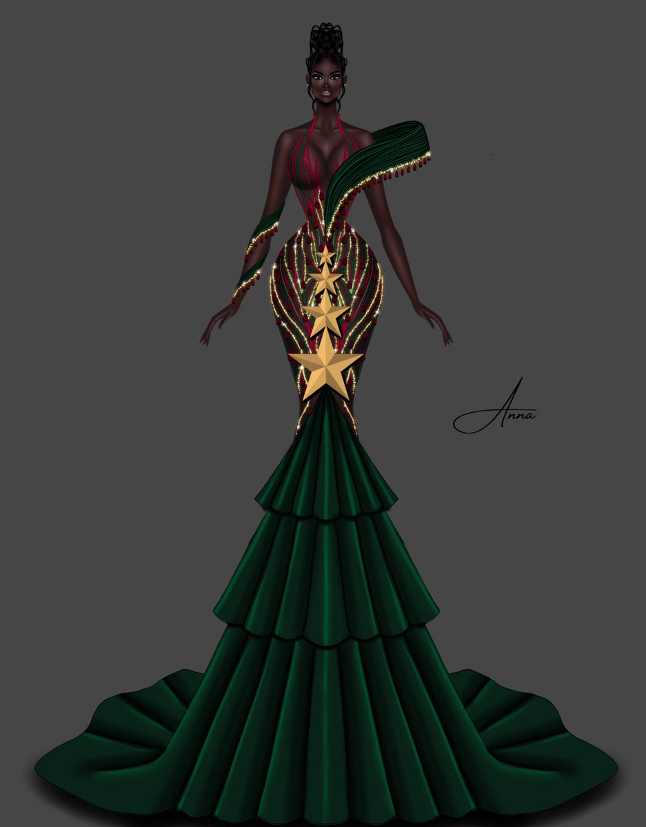 Created this festive 3d design rendition from a beautiful 2d illustration from anna_fashionbrand 🎄✨ Feeling the holiday spirit come alive through fashion. What do you think of this Christmas-inspired look? 😊

#digitalfashion #clo3d #fashionillustration