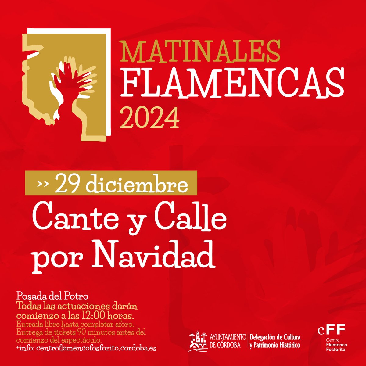El domingo que viene celebramos la última matinal flamenca del año. 

📅 29 diciembre. 12h
Entrada libre hasta completar aforo. 
Tickets 90 minutos antes del espectáculo

➕ info: centroflamencofosforito.cordoba.es

#CordobaEsp #Flamenco #Navidad