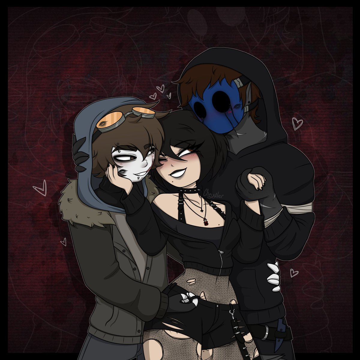cheydler_art's tweet image. since #ocxcanon is trending, I wanna share some of my favorite pieces featuring my creepypasta oc Chev! 👉👈 
#creepypasta #ot3 #yumeship #polyship #ticcitoby #eyelessjack #chainbridgecrawler