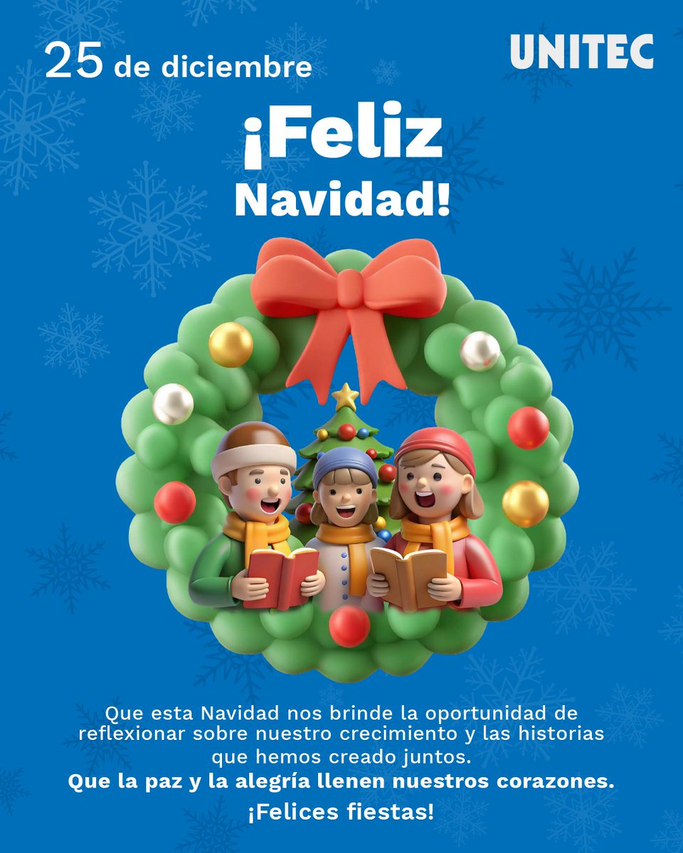 En estas fechas, les deseamos momentos llenos de paz, amor y mucha alegría. ¡Feliz Navidad, comunidad UNITEC! ✨🎄💙