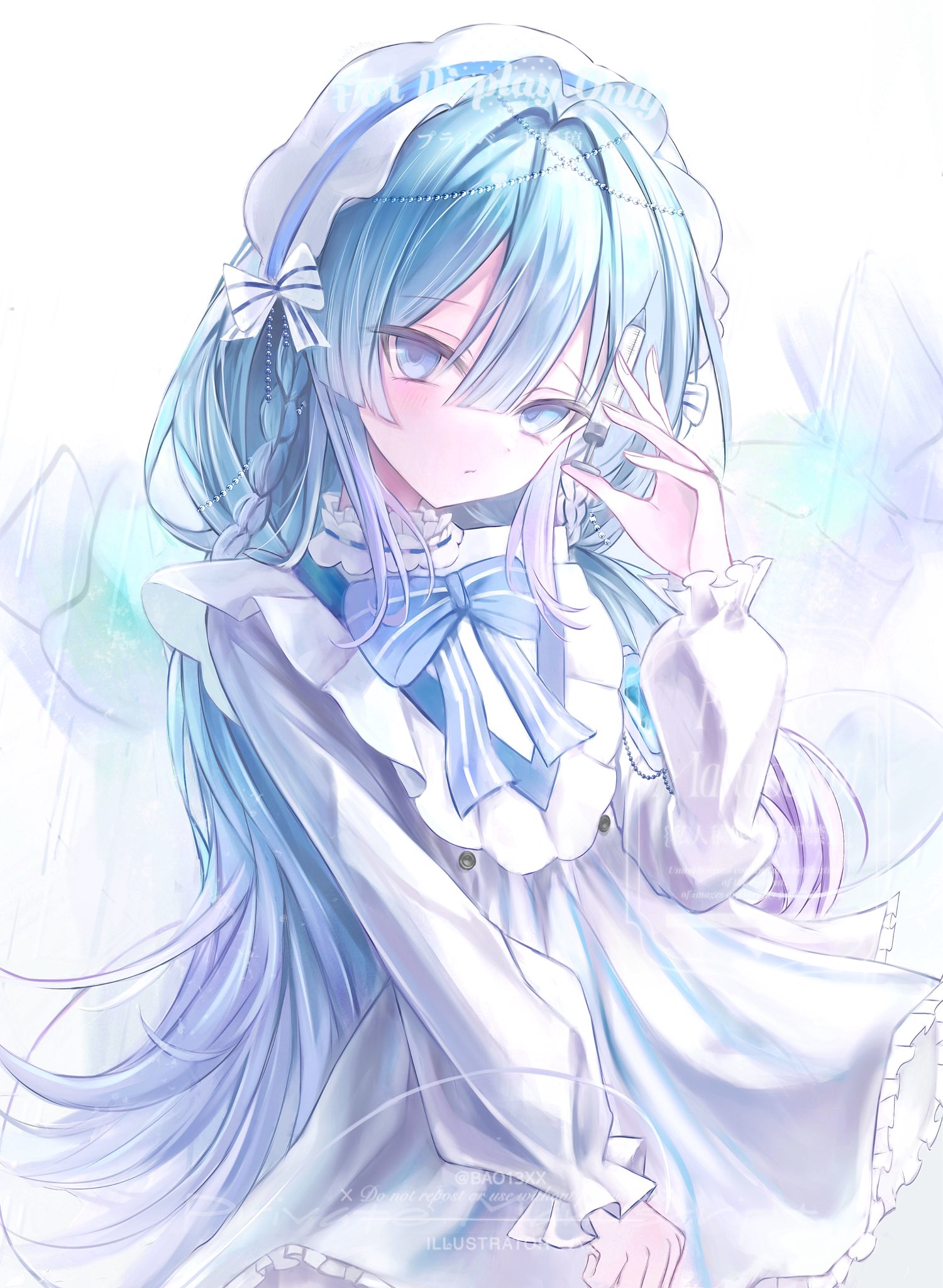 イラスト原画 葵風紗 「バラと女の子」