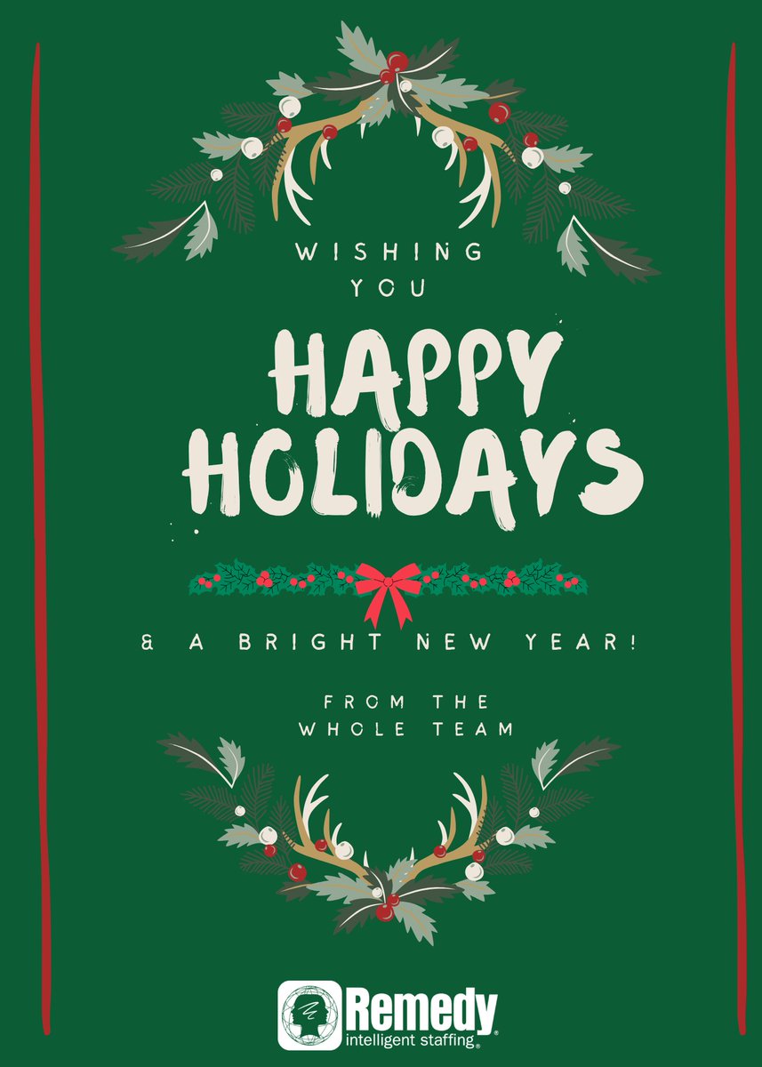 RemedyWaterloo's tweet photo. Happy holidays from our Team! 🎄 🌟
Wishing you and yours a happy season with family and friends, and a prosperous new year! 💫 ✨

Quick Reminder! - Our offices will be closed for the holiday on Tuesday 24th and Wednesday 25th.

#RemedyIntelligentStaffing #staffingagency... https://t.co/1GZJtd1a2u