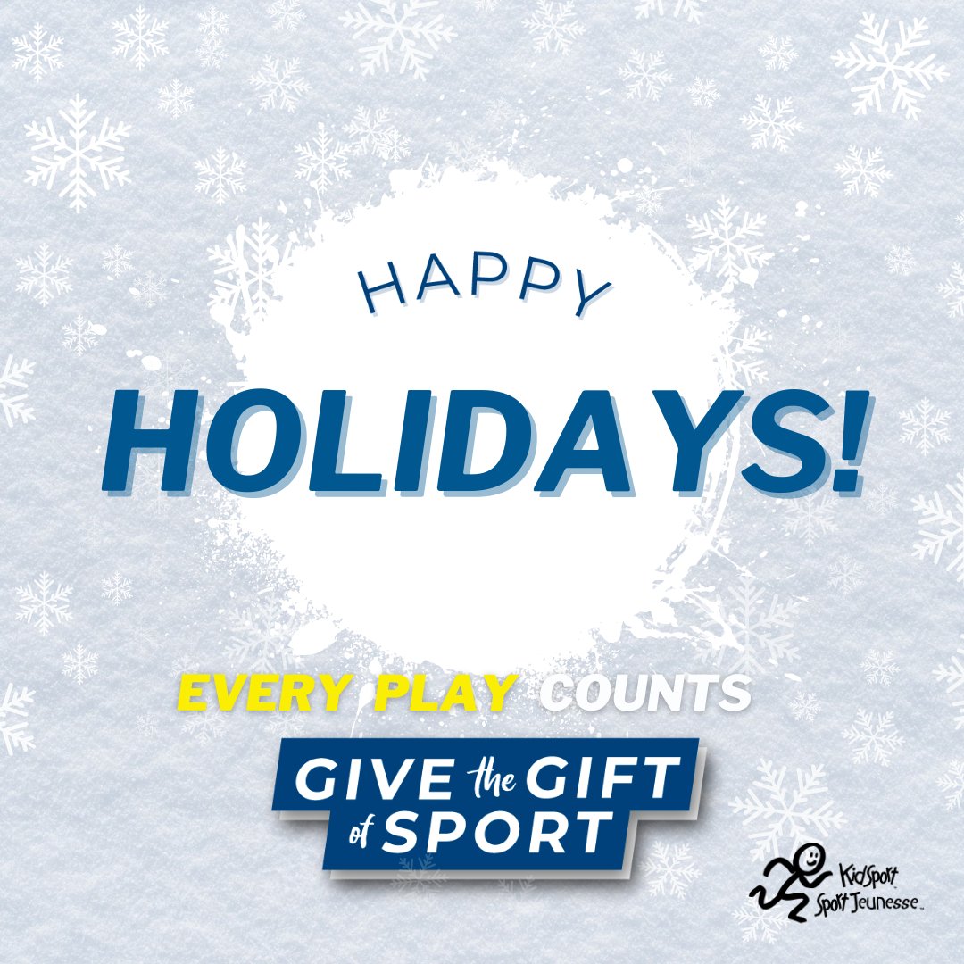 KidSport's tweet photo. Happy Holidays from all of us at KidSport!

This year make #EveryPlayCount for a child in your community by making a donation or becoming a monthly donor.

To learn how to #GiveTheGiftOfSport, visit: https://t.co/T0eypmQnml https://t.co/sXk9qiPzuL