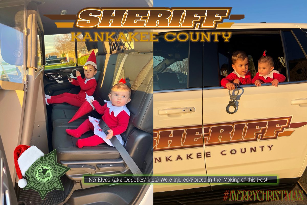 KankakeeSheriff's tweet photo. 🎄✨ Elf Update! ✨🎄
We’ve nabbed two mischievous elves! 🧝♂️🍪 They’re being “interrogated” with cookies and gifts as we work to uncover their accomplices and end their holiday shenanigans—at least until next year! 🎅🚓
#ElfOnTheRun #WarrantWednesday https://t.co/9BGNJCOR1Z