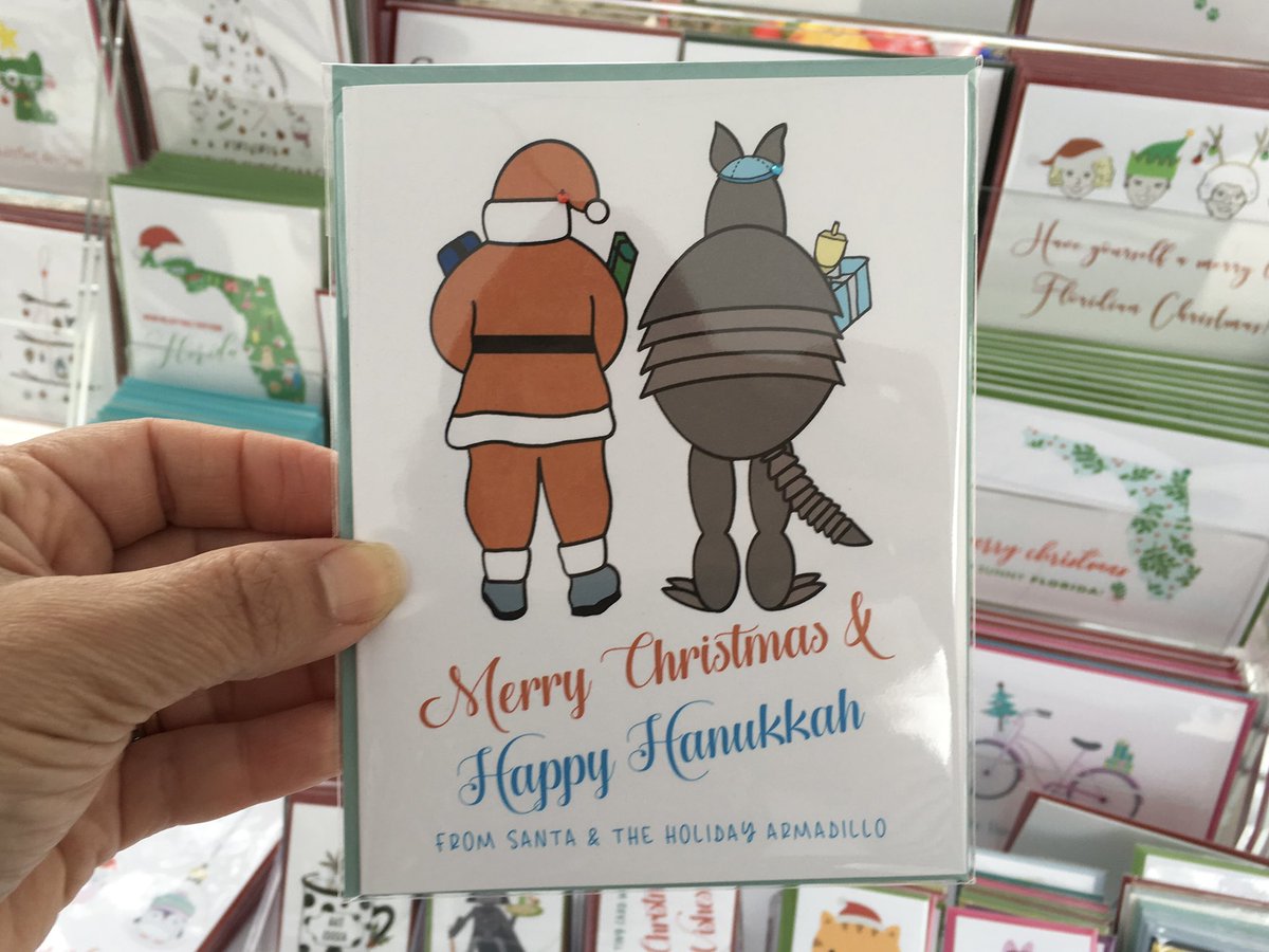 Merry Christmas and Happy Hanukkah from Santa Claus, the Holiday Armadillo and @playapaper! #friendstv #chrismukkah  🎅🏼🕎🎄