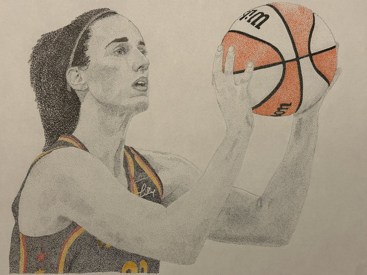 Guessing 40,000 dots to create <a href="/IndianaFever/">Indiana Fever</a> <a href="/IowaWBB/">Iowa Women's Basketball</a> and <a href="/WNBA/">WNBA</a> Rookie of the Year <a href="/CaitlinClark22/">Caitlin Clark</a> 11x14”