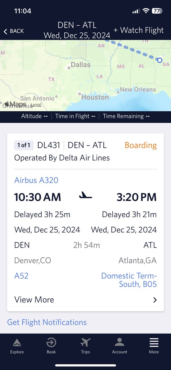 Really <a href="/Delta/">Delta</a> !!! Family attempting to fly from Denver to Atlanta on Christmas Day. You make them sit on the plane for 1.5 hours. Now the flight is delayed almost 4 hours!!! Terrible!