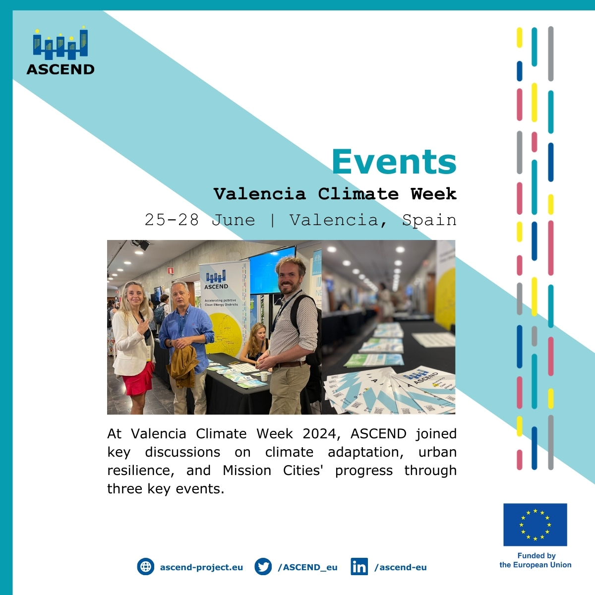 ASCEND_eu's tweet photo. EVENTS: ASCEND brought cities, partners, and stakeholders together at key events to advance #PCEDs.

From the General Assembly in Munich to SCEWC in Barcelona, we showcased innovation, strengthened collaborations, and set the stage for a sustainable 2025 🌍 https://t.co/1UgI1ZRq5Y