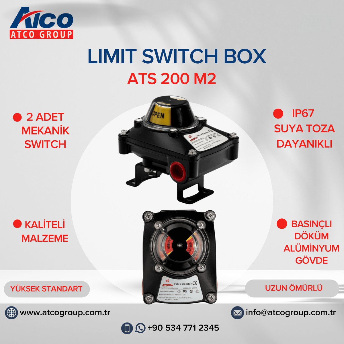 AtcoGroupTR's tweet image. Sektöründe lider olan ATCO Group, ATCO LIMIT SWITCH BOX ATS 200 M2 modelini sizlerle buluşturuyor! 🌟

#LimitSwitchBox #SwitchBox  #ATCOGroup #Endüstriyel