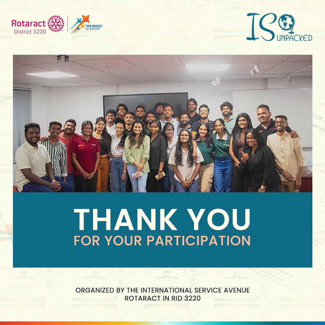 Rotaract3220's tweet photo. Thank you for your participation in IS Unpacked!👑🙌 We hope you learned a lot about Twin Club Agreements!📝

#Twinclubagreements
#TodaysYouthTomorrowsFuture 
#MagicOfRotary https://t.co/5RLAHgb8fW