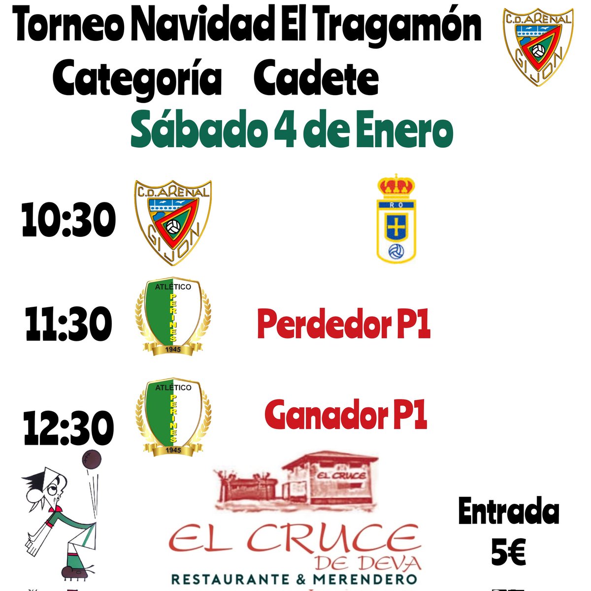 Varios de los torneos que tenemos preparados para éstas Navidades.
Patrocinados por el Restaurante Merendero EL CRUCE