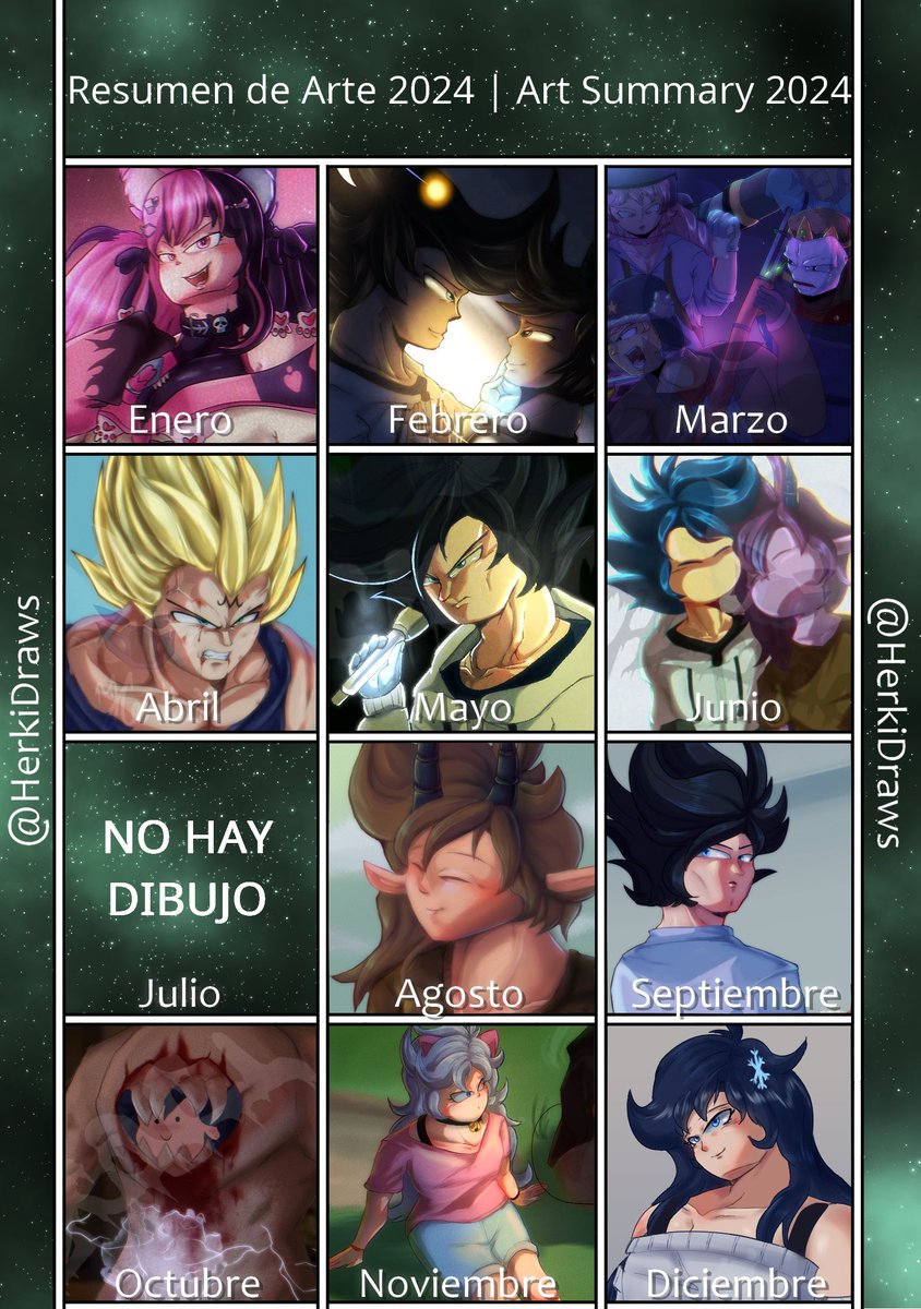 Mi resumen de arte de este 2024. ✏️

Se supone que iba a subirlo ayer pero se me pasó por largo. 🫠
En fin, espero que hayan pasado una linda navidad. 🎄