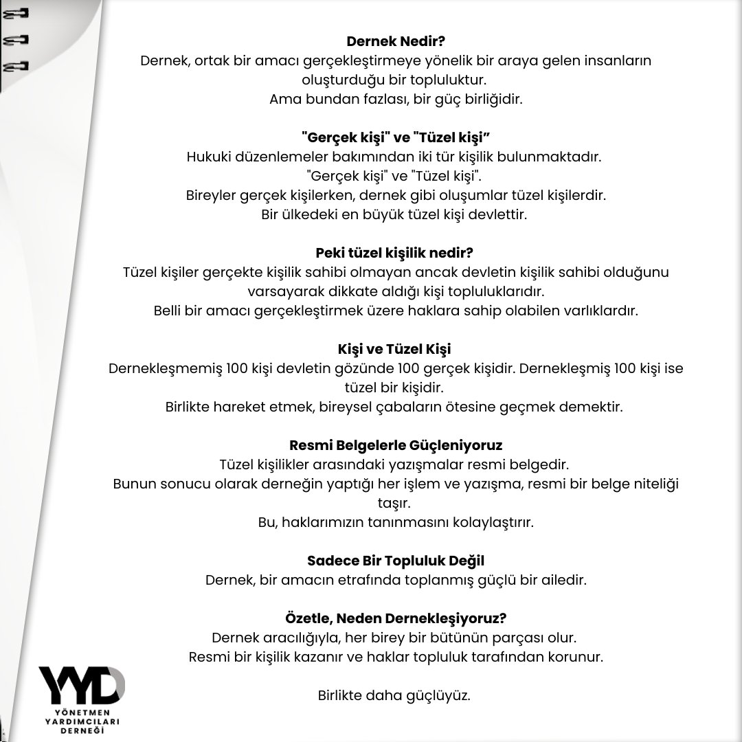 Dernek nedir ve neden dernekleşiyoruz?
Birlikte daha güçlüyüz! #yyd
#yönetmenyardımcılarıderneği