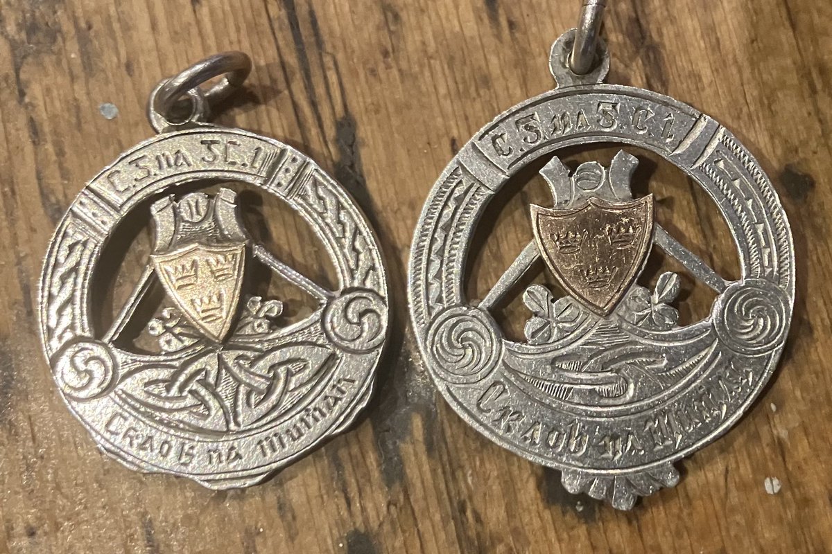 My Dad won 4 Harty Cup medals with the Mon. One (or 2) were melted down for tabernacle in St Francis. 

We have 2; 1942-43; 43-44. 

My dad always called to school insisting the translation of my name Jeremiah is Diarmuid.  

Great to see D Ó Murcada (our name) on these medals.