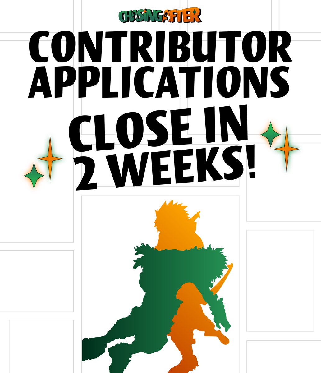 DKBKzine's tweet photo. 🧡 CONTRIBUTOR APPS CLOSE IN 2 WEEKS 💚

Time is moving and the deadline for our applications is getting closer! Don't miss out the chance to join our DKBK zine.

✨ Artists: https://t.co/ypxjM8lZzD
✨ Merch: https://t.co/KSkpgltAui
✨ Writers: https://t.co/3zkCSci16c https://t.co/oH81RIgflH