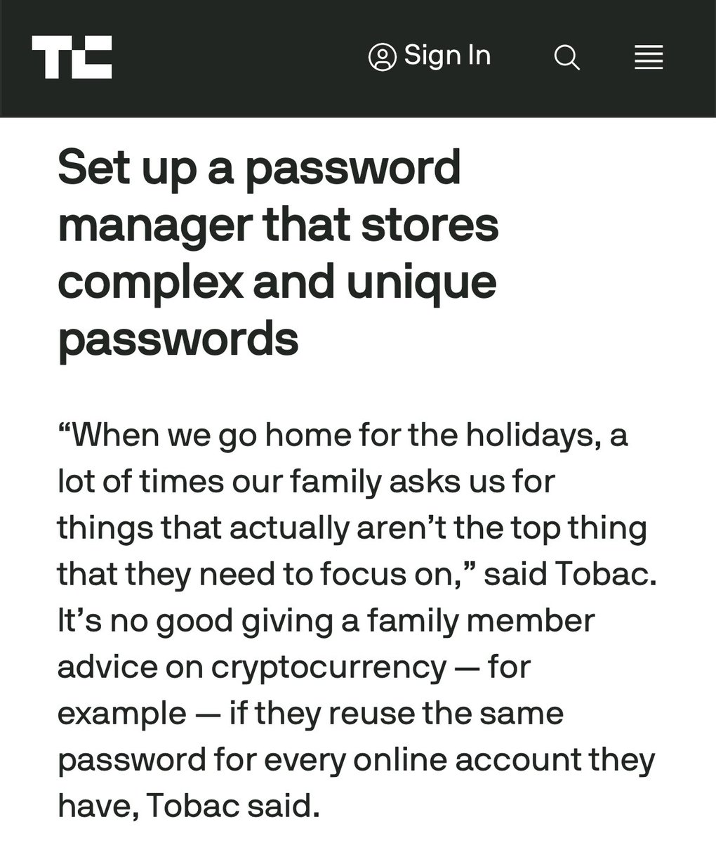 Find yourself fixing the family printer today? 🎄 
We get hit with tech requests and our folks don’t realize they are most at risk bc they reuse their password everywhere!
Thanks <a href="/TechCrunch/">TechCrunch</a> <a href="/zackwhittaker/">Zack Whittaker</a> for chatting about how to help our fam at home 💻 
techcrunch.com/2024/12/25/hom…