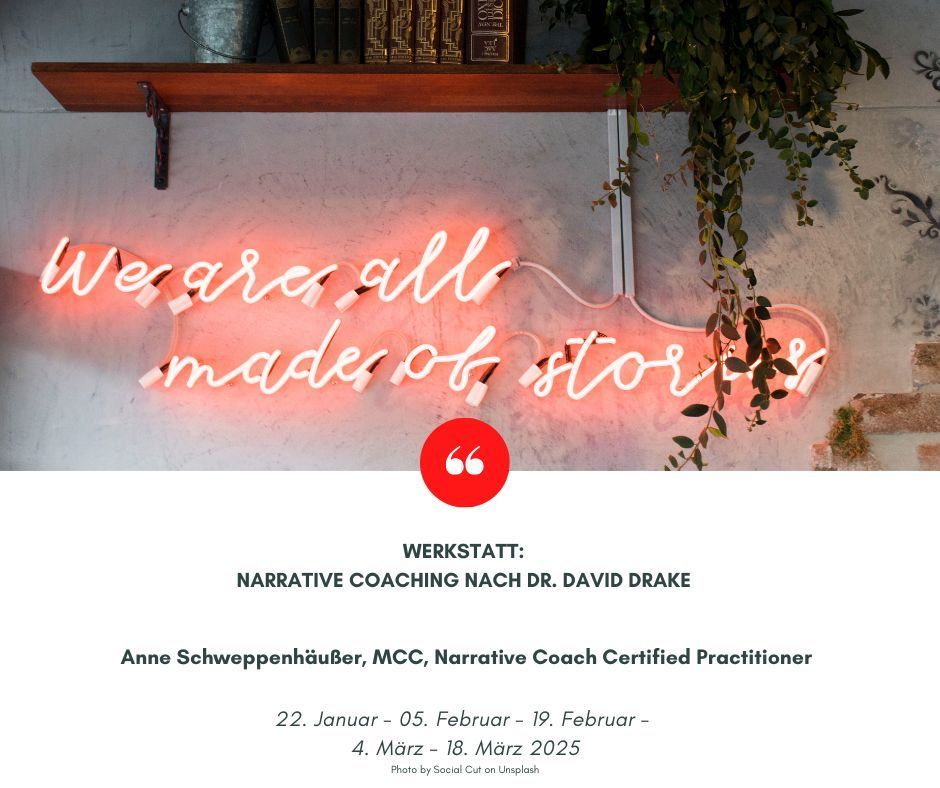 Die nächste Werkstatt „Narratives Coaching“ mit Anne Schweppenhäußer startet am 03. Februar 2025. Für die ICF Rezertifizerung sind 7,5 CCEU Kernkompetenzen und 2,5 CCEU Resource Development beantragt. 
buff.ly/2U92Ics