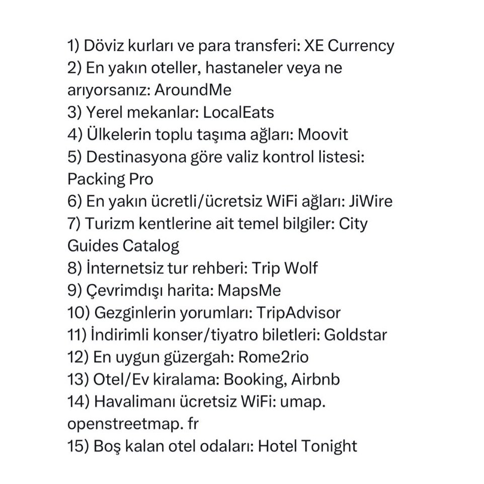 Yurt dışına çıkarsanız seyahatinizde çok işinize yarayacak uygulamaların bir listesini hazırladım. Kaydedin lazım olur.