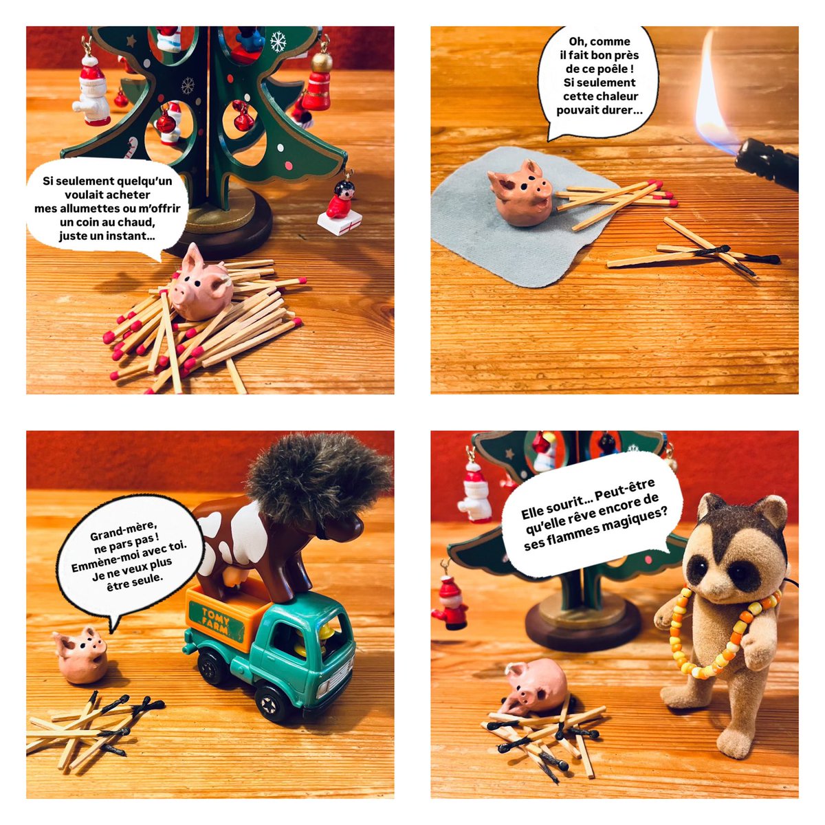 Un grand classique de Noël en 4 cases, des Zanimaux de la ferme et des accessoires de qualitay. 
Et une belle morale comme on va recommencer à les aimer je sens dans notre beau pays. 
#teampremierdegré