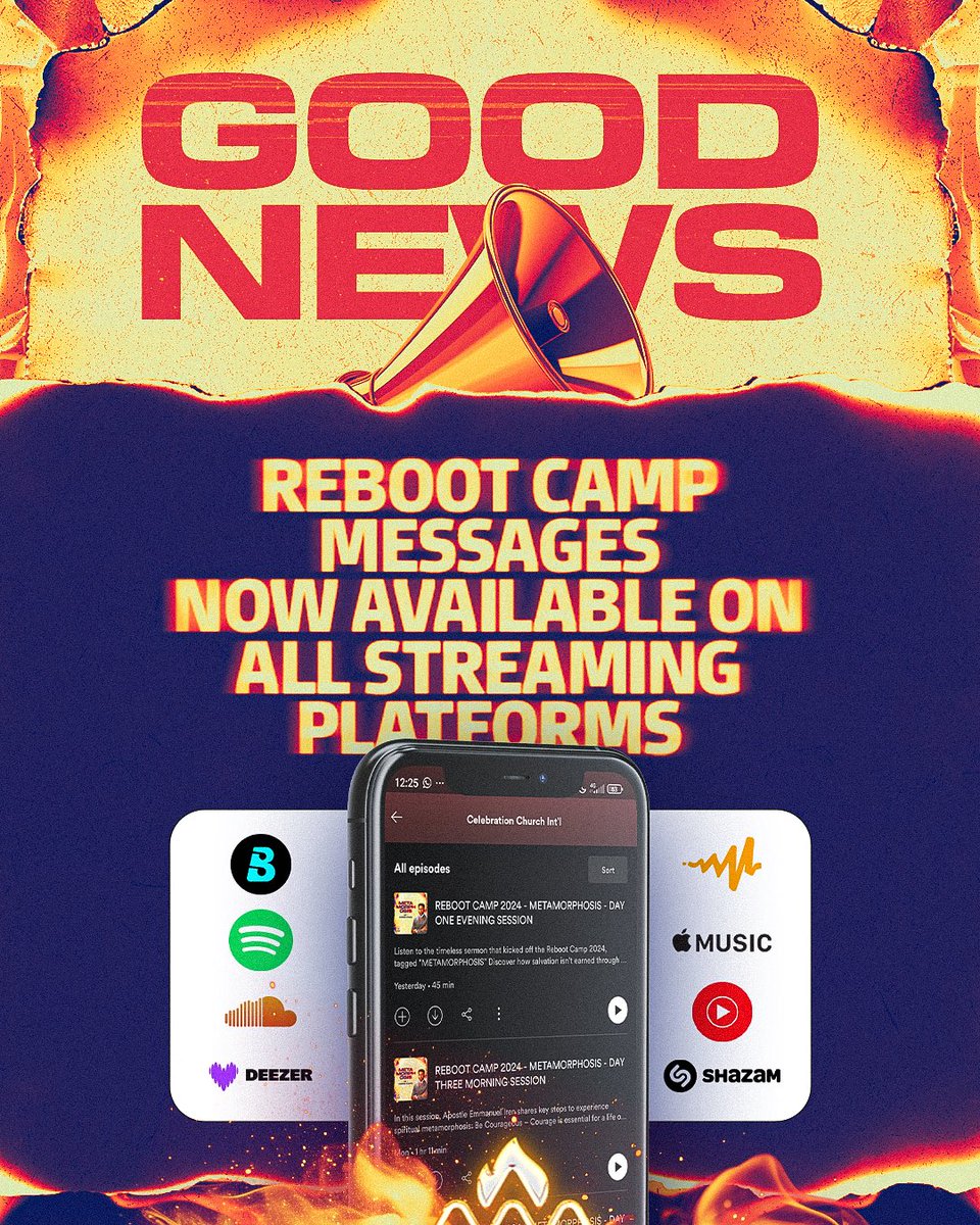 cci__global's tweet photo. GOOD NEWS💃🏾💃🏾💃🏾

Reboot Camp 2024 sermons are now available on ALL streaming platforms!

It's a good time to listen to the powerful sermons all over again. 🥳

Merry Christmas to you and yours 🤗

#RBCSermons https://t.co/7DEE788scP