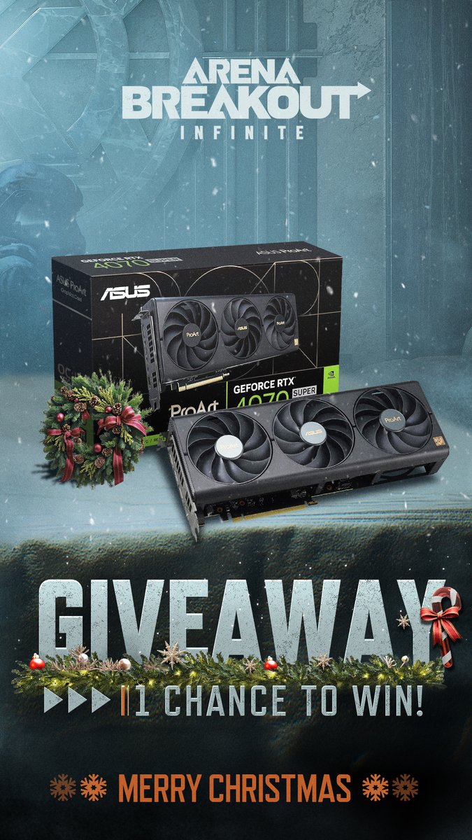 Arena Breakout Infinite (@arenabreakoutpc) on Twitter photo Happy Holidays!
Here is your holiday surprise giveaway.
A high-end graphics card by NVIDIA, RTX 4070!
To enter
1⃣Follow <a href="/ArenaBreakoutPC/">Arena Breakout Infinite</a> and <a href="/Realenzozhang/">Enzo Zhang</a>
2⃣Retweet, like, and tag at least one friend
Ends Dec 31
Thanks for being with us throughout the year and wish you Happy Holidays!
Here is your holiday surprise giveaway.
A high-end graphics card by NVIDIA, RTX 4070!
To enter
1⃣Follow <a href="/ArenaBreakoutPC/">Arena Breakout Infinite</a> and <a href="/Realenzozhang/">Enzo Zhang</a>
2⃣Retweet, like, and tag at least one friend
Ends Dec 31
Thanks for being with us throughout the year and wish you