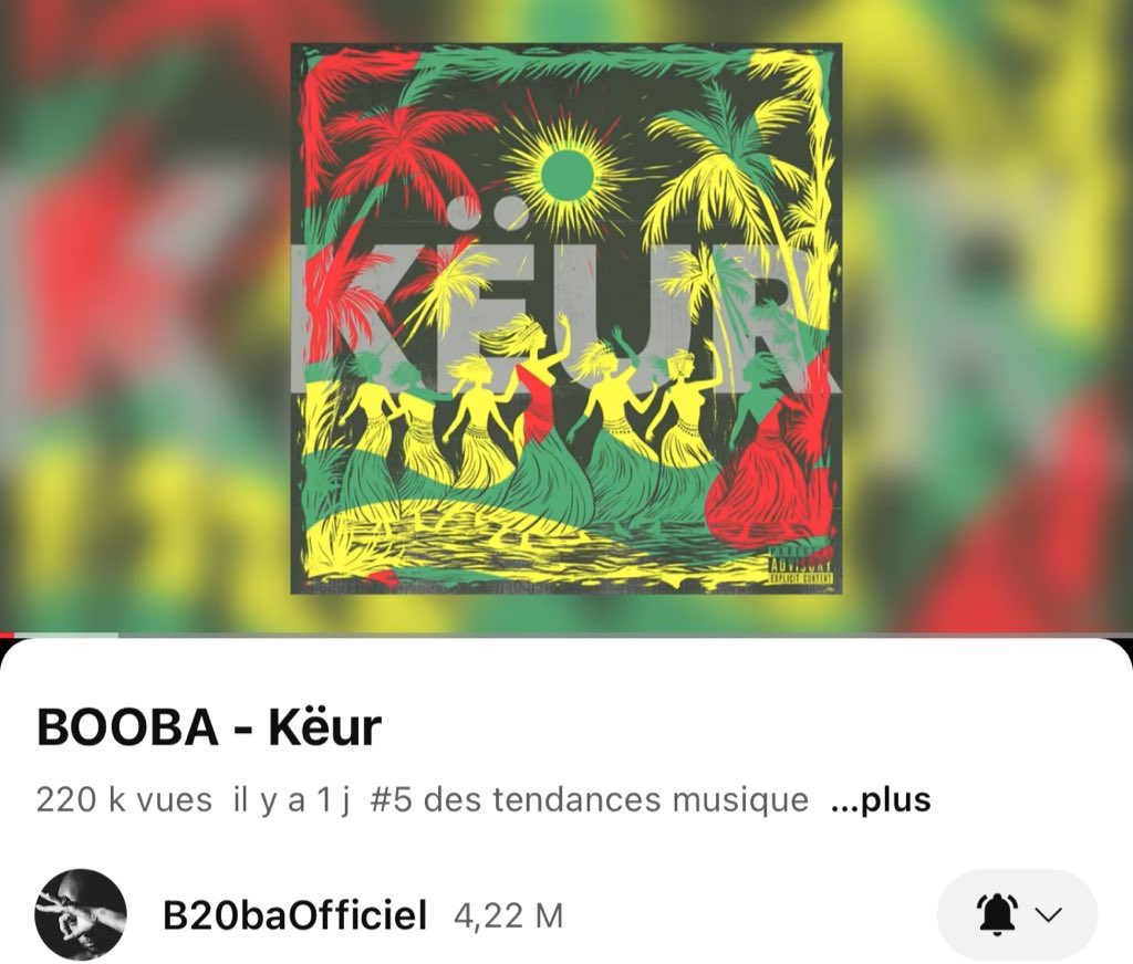 📈 @BOOBA 

#TOP2 TENDANCES MUSIQUE YouTube
« FREESTYLE @CKO_ENT » 🥊

#TOP5 TENDANCES MUSIQUE YouTube
« KËUR » 🌴

#92024i 🏴‍☠️