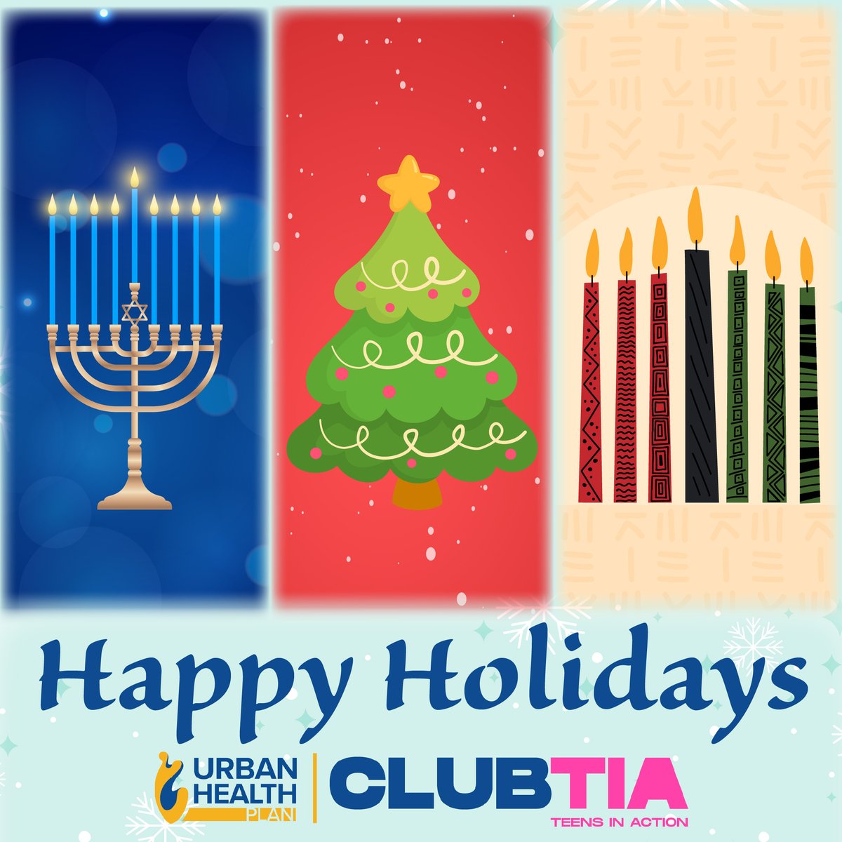 UHPClubTIA's tweet photo. #ClubTIA sends warm wishes to you and your loved ones this holiday! 🎉🎊

Whether celebrating #Christmas, #Hanukkah, or #Kwanzaa, we hope you find joy, love, and quality time with the people who mean the most to you. 🫶✨

#TeensInAction #UHP4HealthierLives https://t.co/WK4NLdI7Uq