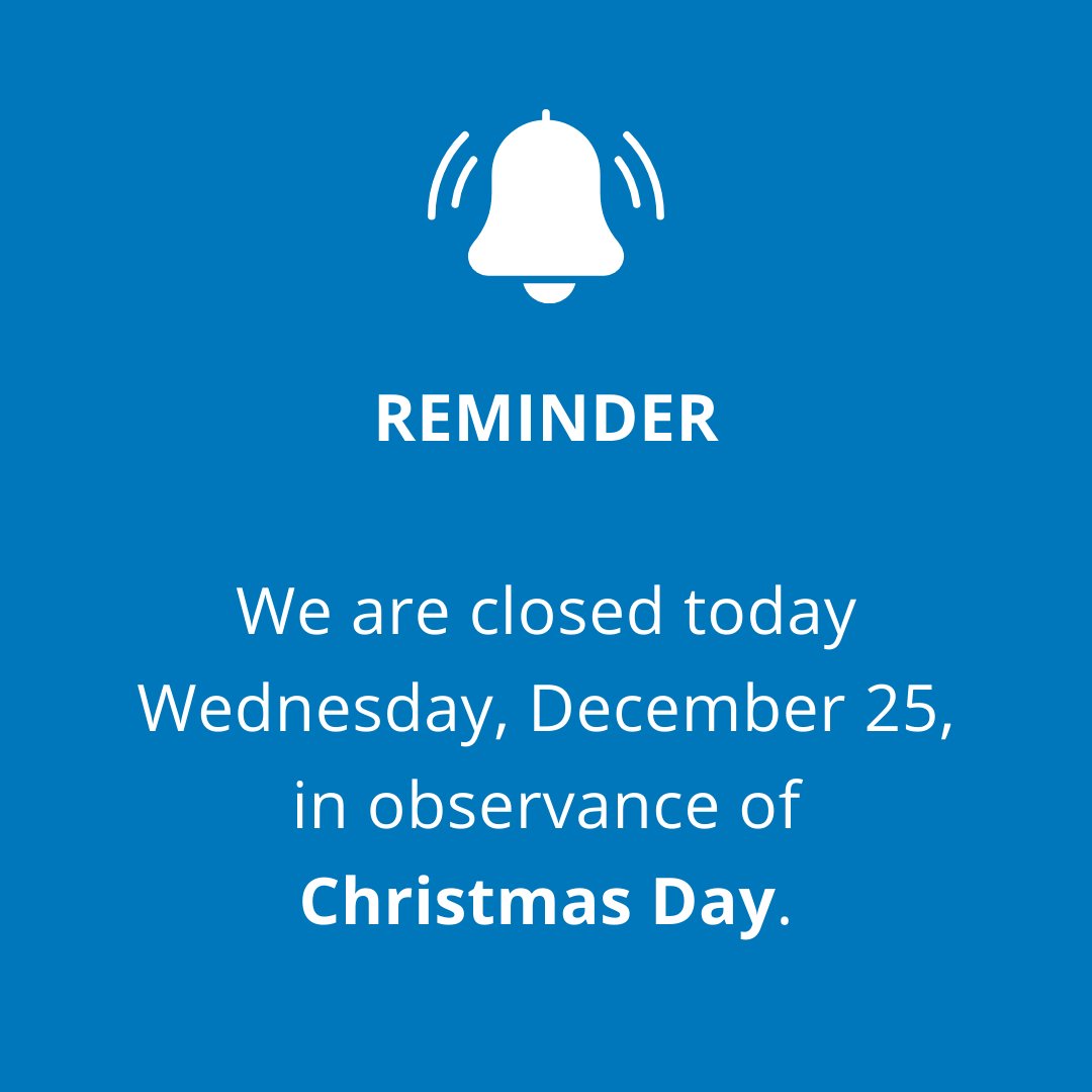 Reminder... we are closed today Wednesday, December 25, in observance of Christmas Day. #ValleyStarCU #Christmas #Holiday