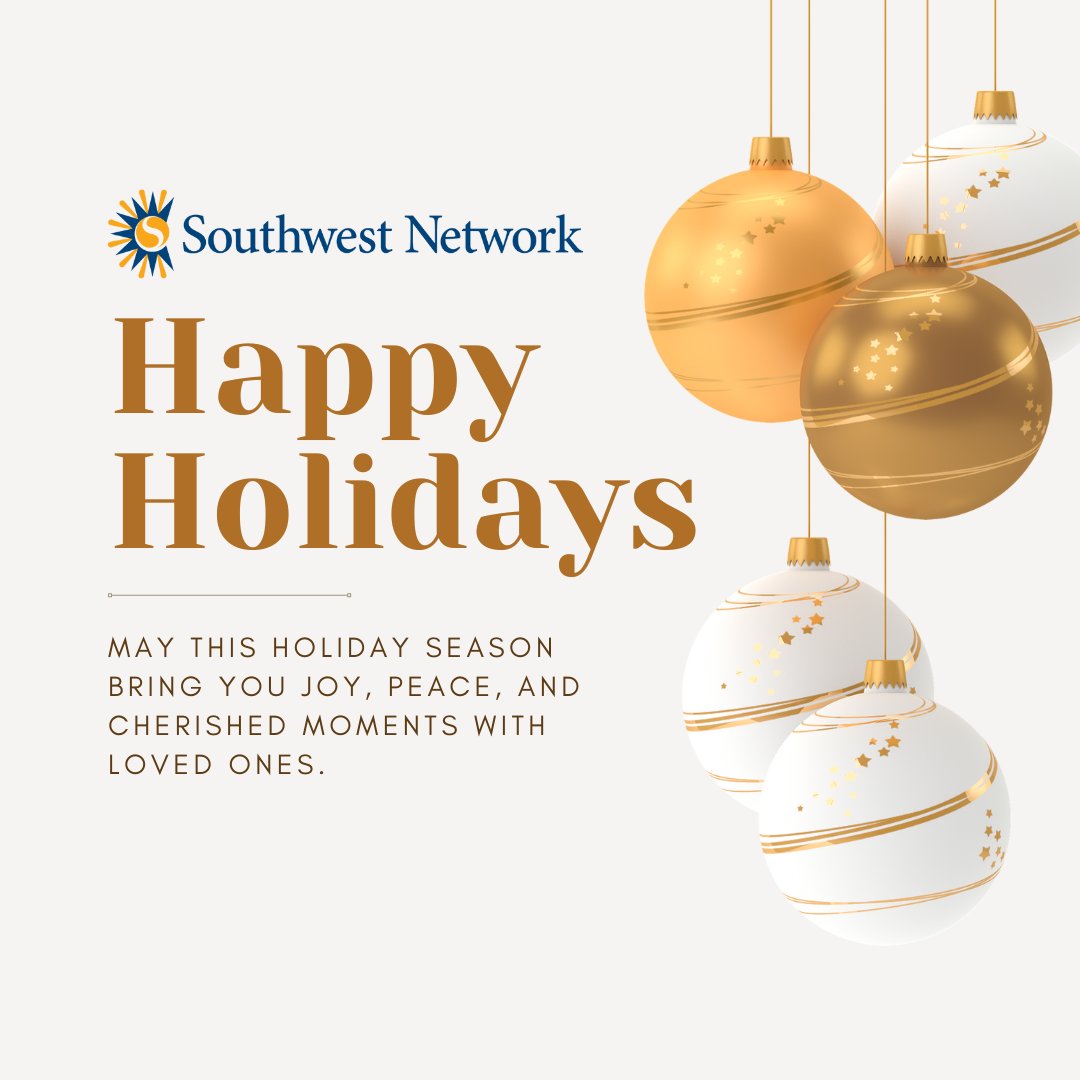 Happy Holidays from all of us at Southwest Network! 🌟✨ As the year comes to a close, we celebrate the spirit of togetherness and gratitude. May this season bring joy, peace, and prosperity to you and your loved ones. 🎉💖 #HappyHolidays #SouthwestNetwork