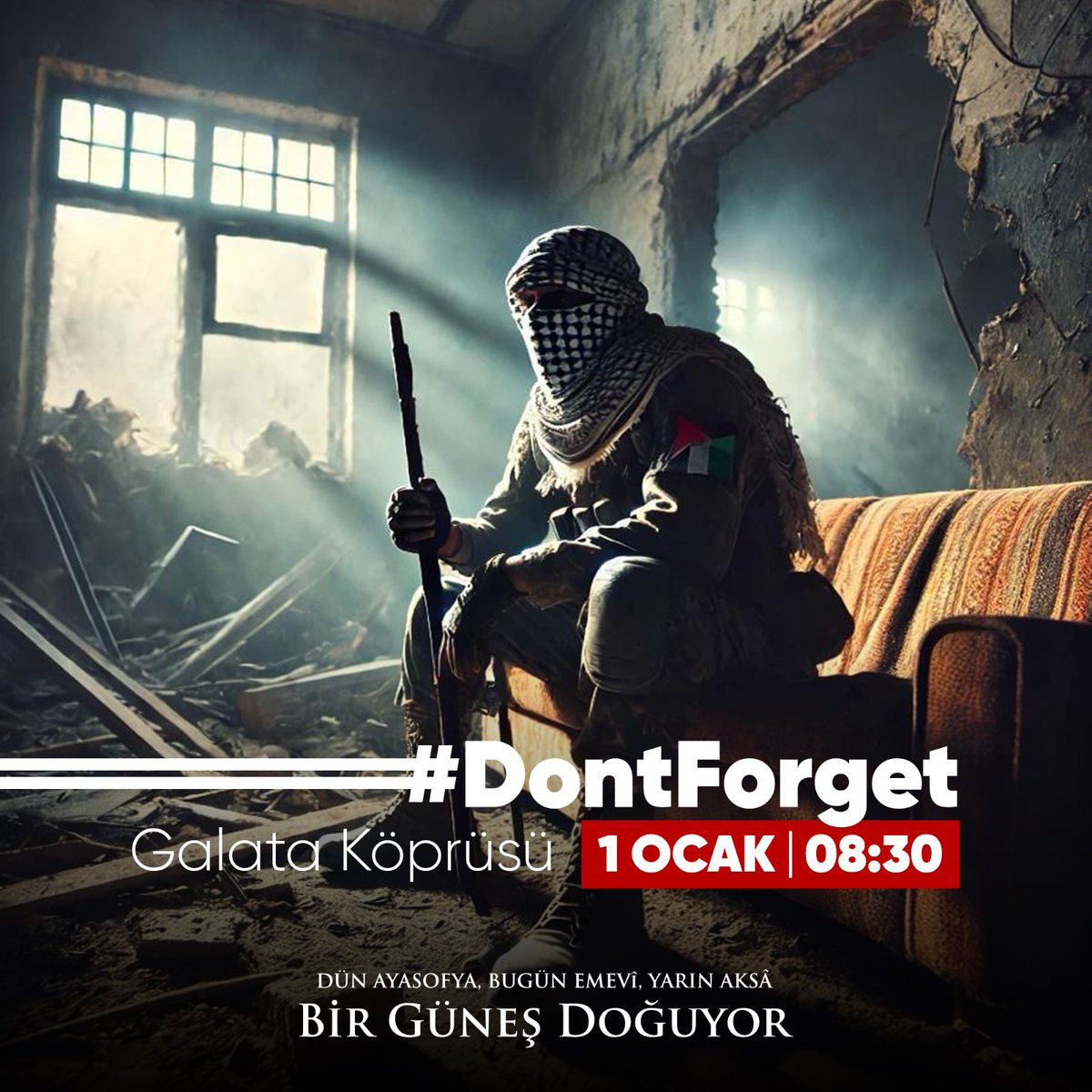 🇹🇷 🇵🇸 Kudüs özgürleşene dek susmuyoruz!
📍 Filistinli kardeşlerimiz için 1 Ocak sabahı Galata’da bir aradayız.
#DontForget