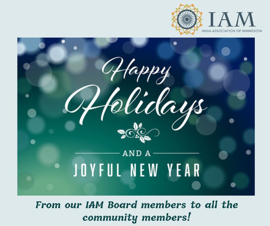 India Association of Minnesota wishes you all a joyous holiday season filled with relaxation and well-deserved time with loved ones.
May your holidays be merry &amp; bright, and the holiday spirit be with you all year round!

#happyholidays2024 #iamn2024 #communityfirst