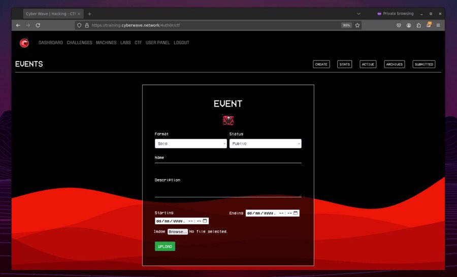Create and host your own CTF event on our platform for free !

👾 Main features : 
- Build and host your own (solo/team) CTF event
- Upload challenges
- Monitor statistics and scoreboards

🌐 training.cyberwave.network/ctf
📧 contact@cyberwave.network