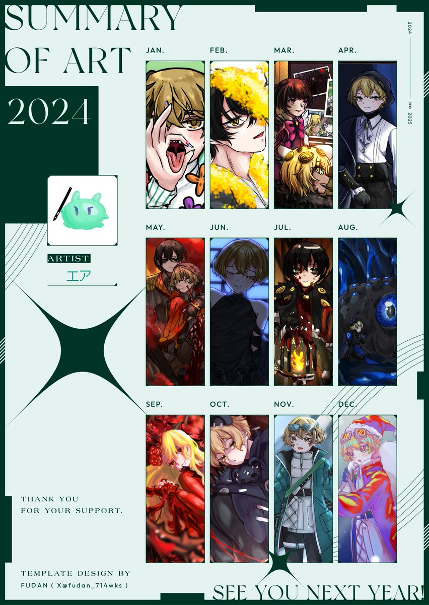 birdlineage's tweet photo. 2024 summary~
I'll keep it up next year too~ https://t.co/JmasPaMtaD