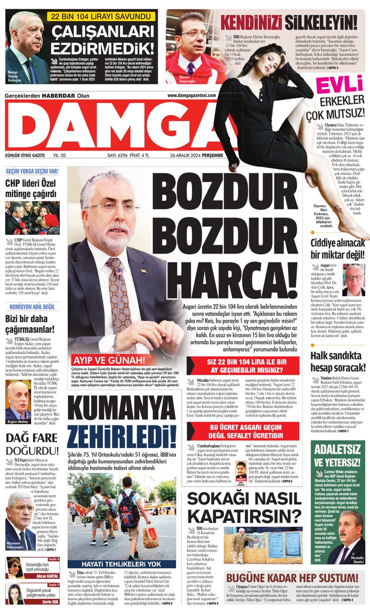 DAMGA 26 Aralık Manşeti
Bozdur bozdur harca!
damgagazetesi.com/manset-haber/v…