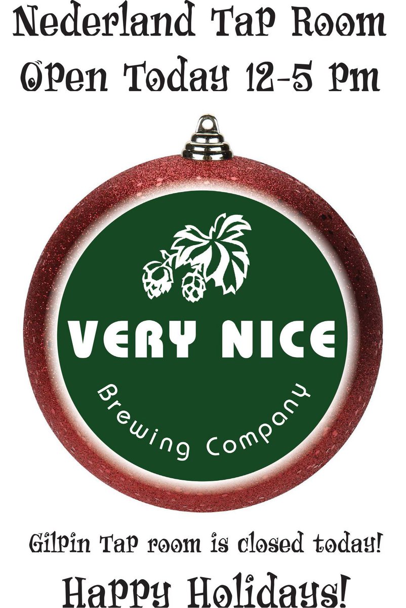 Merry Christmas everyone!  Our Nederland tap room will be open today from 12-5 pm....stop by for growlers, bombers, a pint and last minute shopping for the beer geek in your life!
