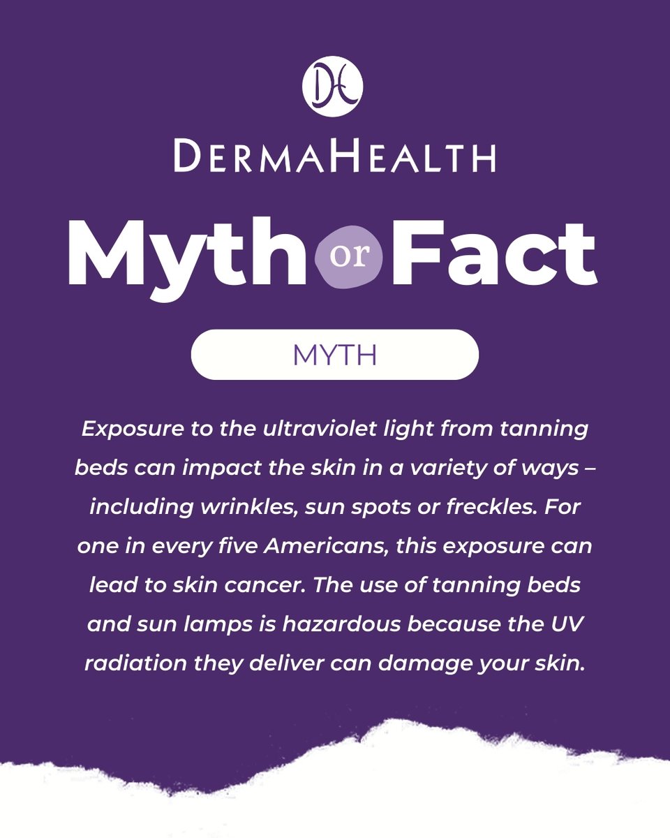 DermaHealthDerm's tweet photo. Prioritize your skin health by protecting it from harmful UV rays. Choose sunscreen and natural shade over tanning beds, ensuring a radiant complexion without the risks. Your skin deserves the best care every day. https://t.co/7Wqbae4HFH