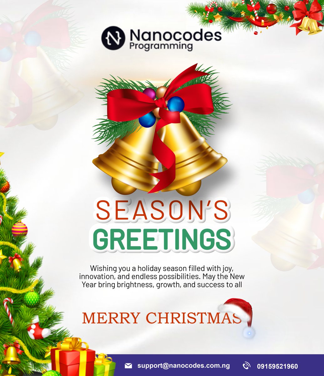 🎄✨ Merry Christmas from Nanocodes Programming Limited! 🎅🎁

This season, we celebrate love, joy, and togetherness. Thank you for being part of our journey!

Wishing you a Christmas filled with peace, happiness, and cherished moments with loved ones. ❤️

#MerryChristmas