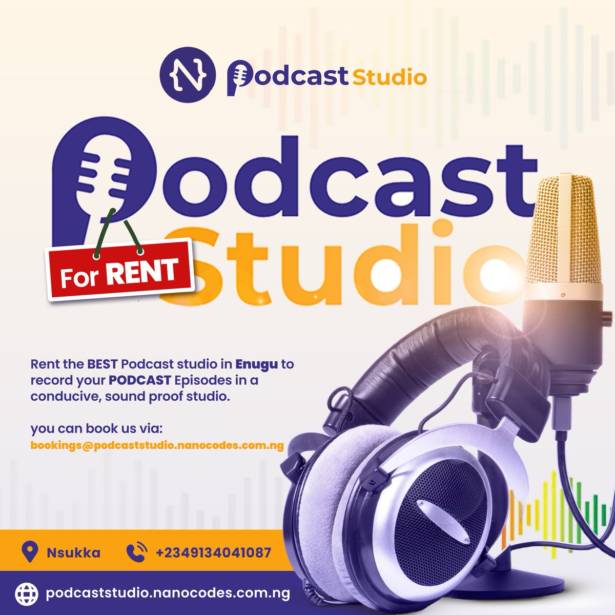 🎙️✨ Looking for the perfect space to record your podcast?

📍 Introducing the BEST Podcast Studio in Enugu!
Record your podcast episodes in a soundproof, professional, and conducive environment.
🛠️ Fully equipped for your needs!
📧 Book now: