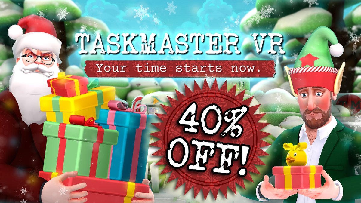 ❄️ Happy Holidays! ❄️

If you haven't picked up a copy yet, Taskmaster VR is on sale at a whopping 40% off on both the Steam and Meta stores! 🤩

Don't miss out this holiday season, grab yourself the deal of a lifetime!

Your time starts now! ⏱️

👉 tmvr.link/linktree