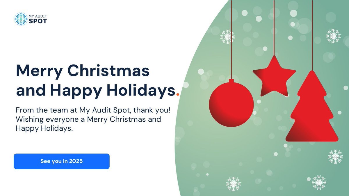 From everyone at My Audit Spot, we would like to wish you a Merry Christmas and a Happy Holiday's. It's been a pleasure working with you, and we can't wait to see you in 2025. 

#merrychristmas #christmas #holidays #thankyou