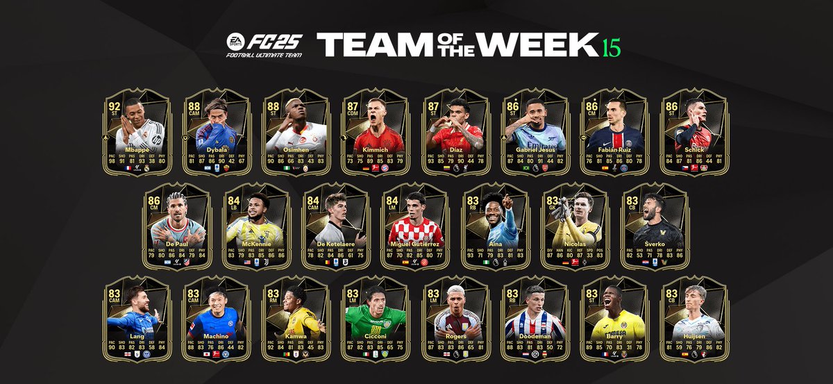 🚨Mbappe en el Equipo de la Semana 15 ✅

✅Recuerden pueden salir las 2 versiones actuales de muchas cartas en Paralelo
