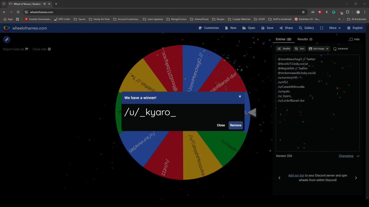 0ttermatic_'s tweet photo. ALRIGHTY GUYS THIS IS CLOSED UP! i've chosen three winners via wheelofnames!

congrats to @JhanPhillipe , /u/_kyaro_ [reddit] &amp; 
@ boo0213! [bsky] https://t.co/rgpa98JvX7