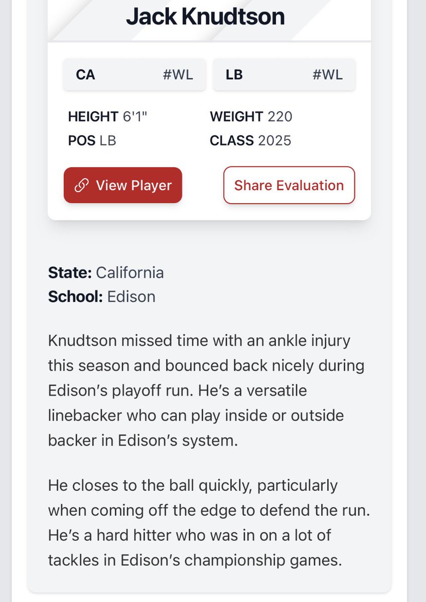Jack Knudtson (@jack_knudtson44) on Twitter photo Thank you <a href="/PrepRedzoneCA/">Prep Redzone California</a> and <a href="/mikehuntley63/">Michael Huntley</a> for the kind words.
<a href="/EdisonChargerFB/">Edison Football ⚡️</a> <a href="/CoachTThom/">Troy David Thomas</a> <a href="/coach_BSicilia/">Brandon Sicilia</a> <a href="/latsondheimer/">eric sondheimer</a> <a href="/ocvarsityguy/">Dan Albano</a> <a href="/GregBiggins/">Greg Biggins</a>
#boltup⚡️
prepredzone.com/2024/12/2025-r… Thank you <a href="/PrepRedzoneCA/">Prep Redzone California</a> and <a href="/mikehuntley63/">Michael Huntley</a> for the kind words.
<a href="/EdisonChargerFB/">Edison Football ⚡️</a> <a href="/CoachTThom/">Troy David Thomas</a> <a href="/coach_BSicilia/">Brandon Sicilia</a> <a href="/latsondheimer/">eric sondheimer</a> <a href="/ocvarsityguy/">Dan Albano</a> <a href="/GregBiggins/">Greg Biggins</a>
#boltup⚡️
prepredzone.com/2024/12/2025-r…