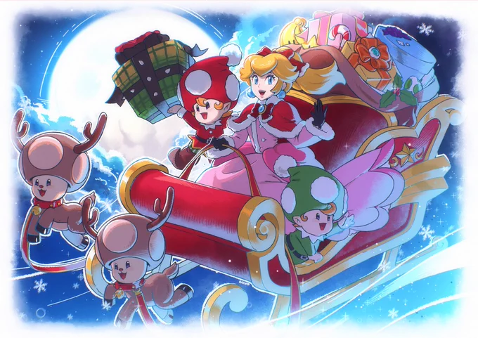 Merry christmas! Santa Peach and the elves toads are taking care of everyone gifts!!