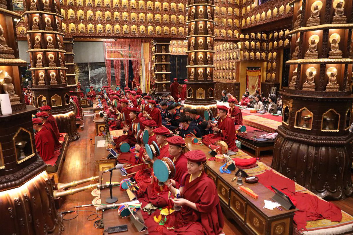 Today on the auspicious Dakini Day, a Khandro Tsogyal Thugtik practice was performed, led by <a href="/GyalwaDokhampa/">Gyalwa Dokhampa</a>, Kyabje Drukpa Thuksey, Kyabje Palga Rinpoche, other masters and nuns and was joyfully joined by students of Druk Padma Karpo School and other guests and participants.